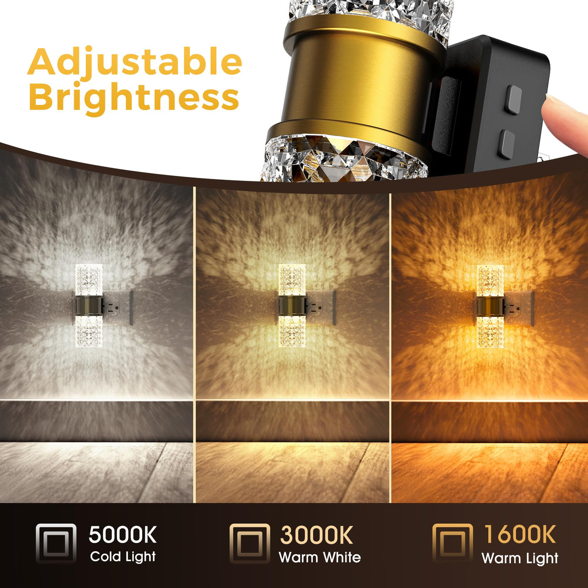 Night Light Modern Night Lights Plug into Wall (Gold Ring-3CCT Diamond / 2 Pack)