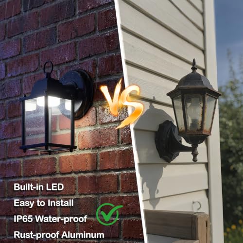 Outdoor Wall Light Fixture (5000K Black / 1-pack)