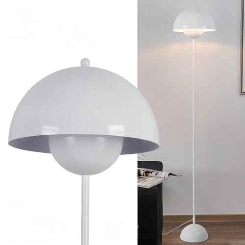 Mid Century Modern Metal Bud Floor Lamp for Home and Office (Glossy White)