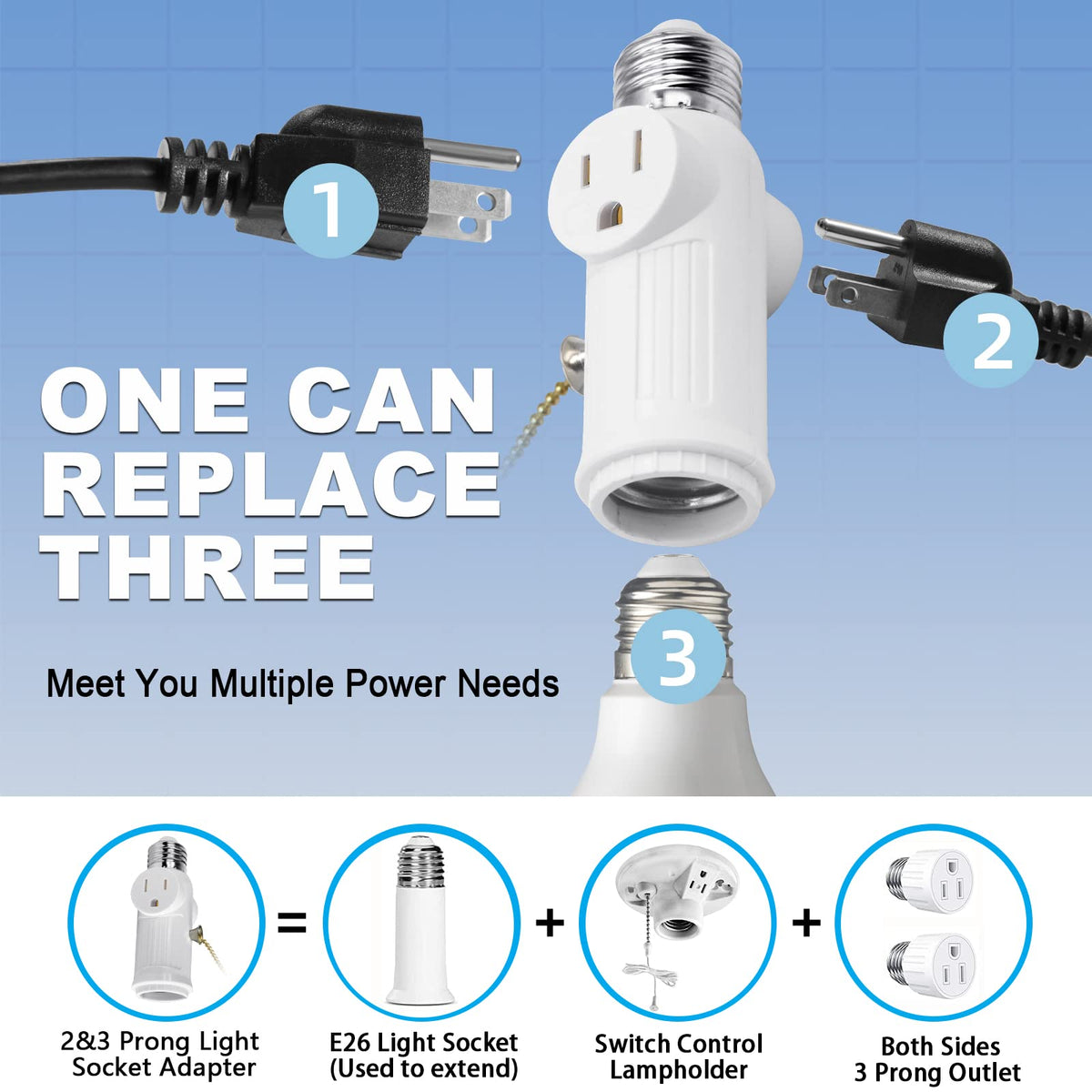 Light Socket Outlet Adapter (White)