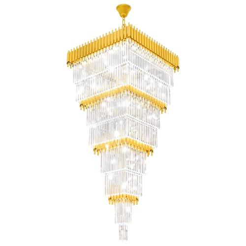 W32 x H94.5 Large Gold Chandeliers for High Ceiling (D32"XH94.5" Gold)