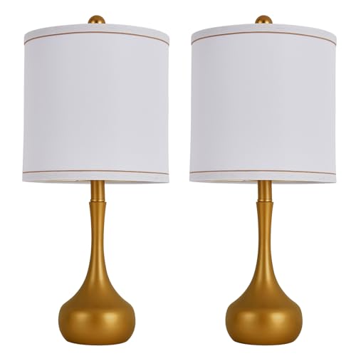23" Farmhouse Table Lamp Set of 2 for Living Room Bedroom (‎Golden / 23")