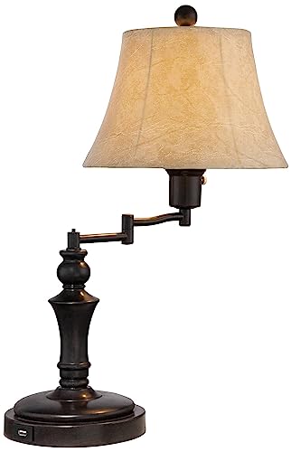 Corey 21 3 4" High Desk Lamps Set of 2 Swing Arm Socket USB Bronze Brown (Bronze - Smart Sockets Included)
