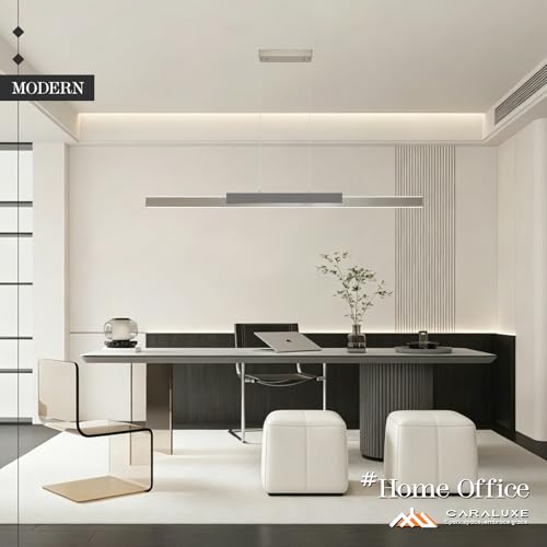 Modern LED Linear Pendant Light 57in Brushed Nickel Island Light Dimmable (Nickel Wood / 57'')