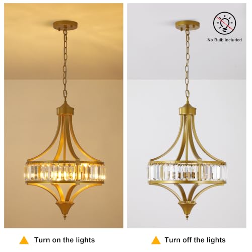 16" Gold Crystal Chandelier (4-Light Chandelier / Gold)