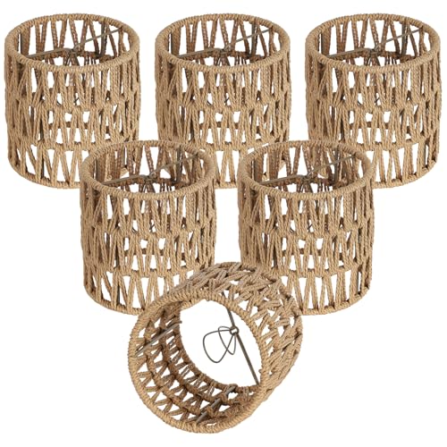 6 Pack Rattan Lamp Shade Mix