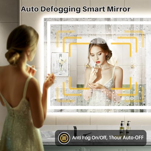 66x40 Inch LED Bathroom Mirror with Lights (Backlit+front Lit / 66"L x 40"W)