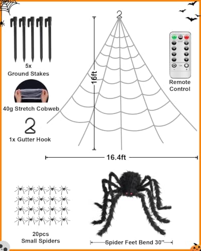 Brighter Spider Webs Halloween Decorations Lights