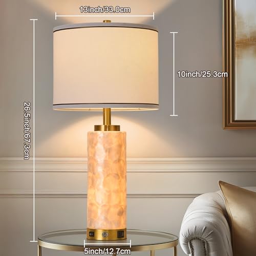 26" Modern Art Glass Table & Bedside Lamp (Shell color white / Large)