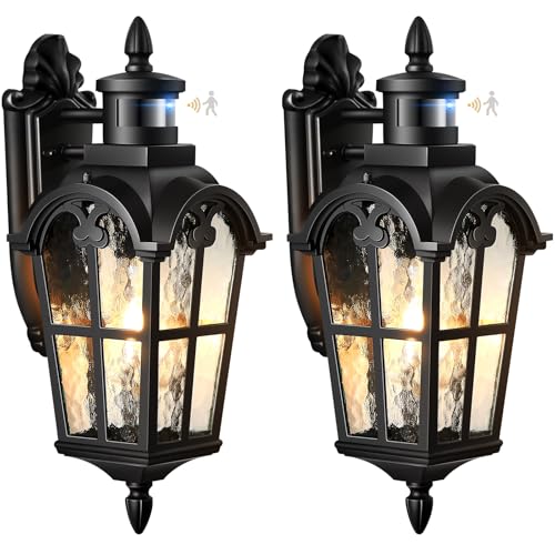 2 Pack Motion Sensor Outdoor Lights (Black / 2-pack)
