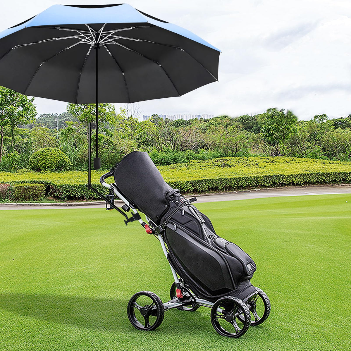 UPF 50+ Golf Umbrella with Adjustable Universal Clamp (Lake Blue / 53.2")