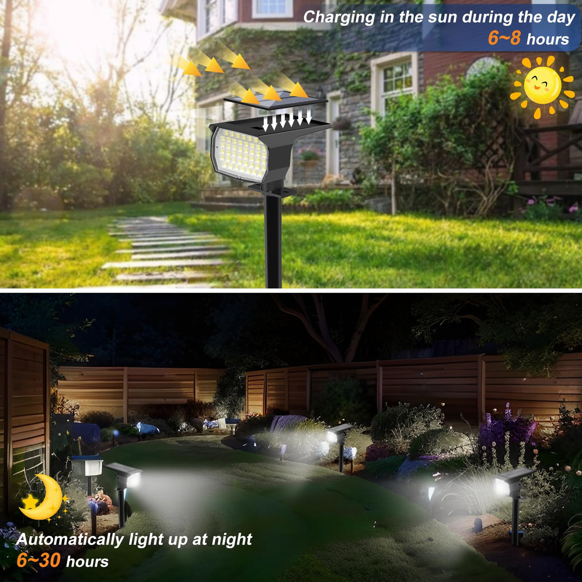 Solar Spot Lights Outdoor Waterproof Spotlight 2 Pack Cool White (Cool White / 2 Pack)