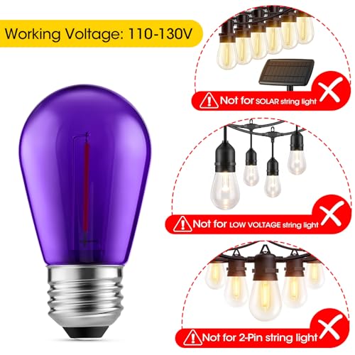 24 Pack S14 Purple and Orange Light Bulbs for Halloween Decoration (Purple Orange / 24 Count (Pack of 1))