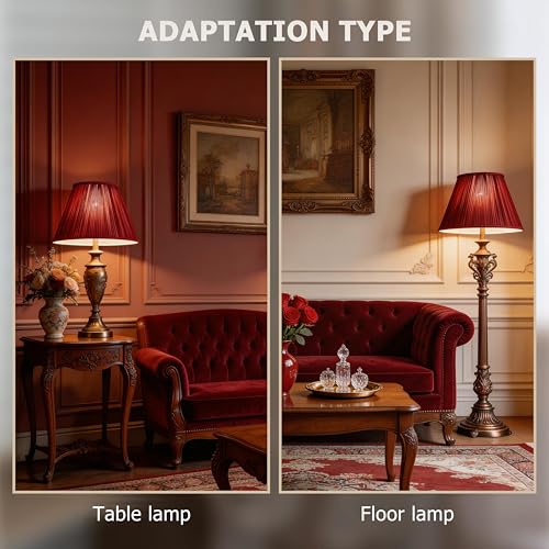 Dark Red Silk Lamp Shades Set of 2 6"×13"×9.8" Bell Shade (6*13*9.8in / Red-2 Pack)