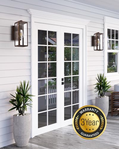 Dusk to Dawn Outdoor Light Fixtures Wall Mount (Oil Rubbed Bronze Gold / D2D Square Single)