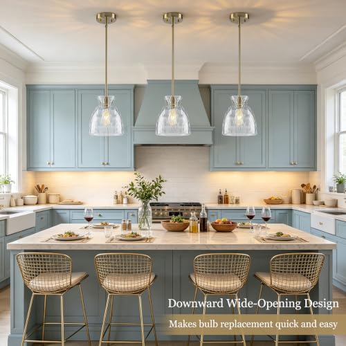 Upgrade 7.5" Brushed Gold Pendant Lights Kitchen Island Lighting 2 Pack (2-Pk Brushed Gold / D7.5" / Upgrade Rods)