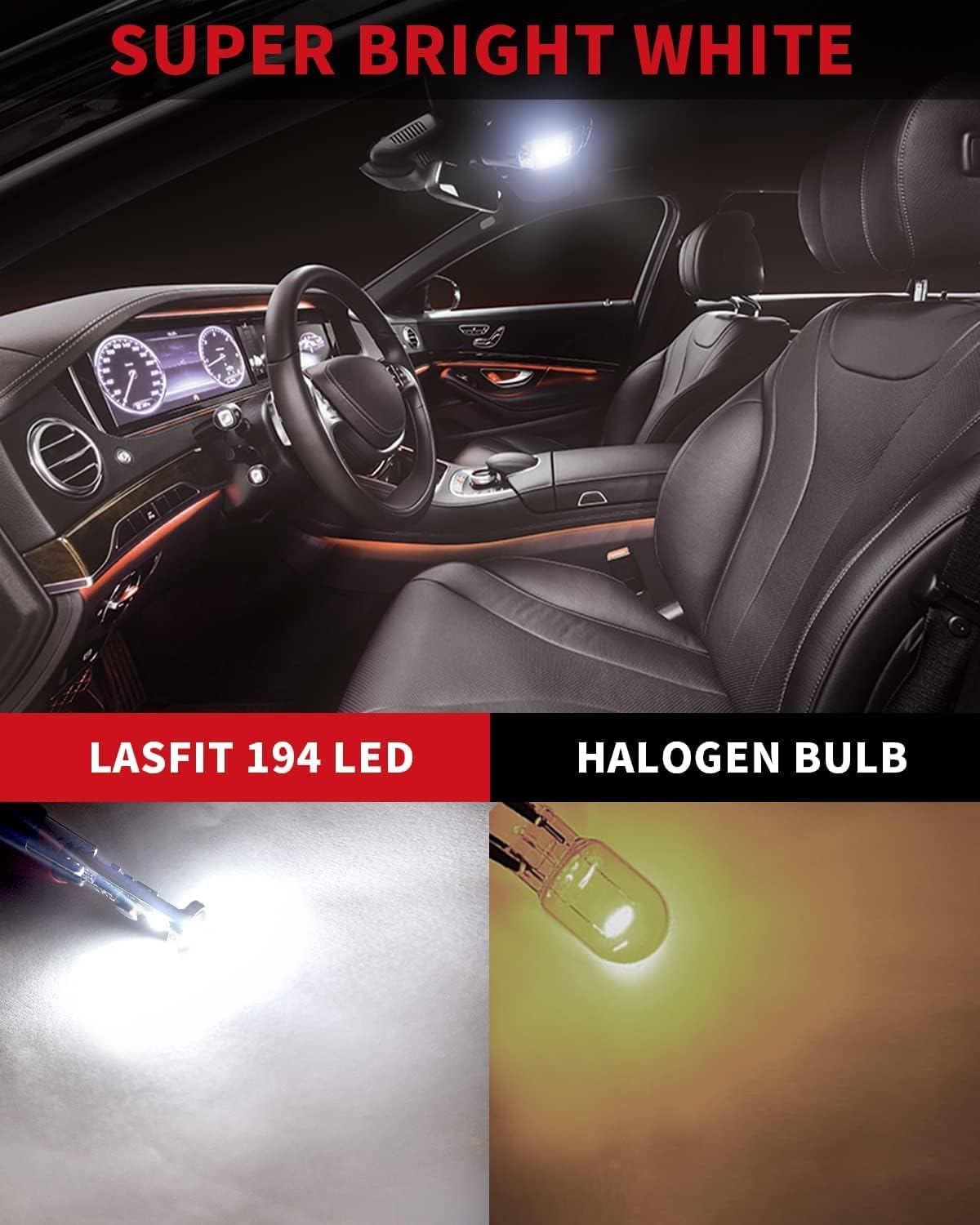 194 LED Bulb 6000K White T10 168 LED Bulb (White / 194/168-10PCS)