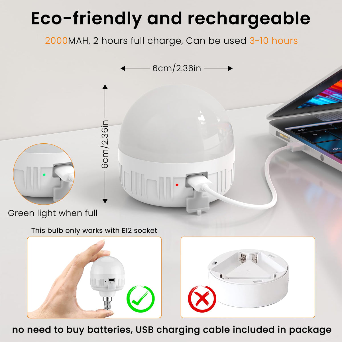 Rechargeable Light Bulbs with Remote and Timer