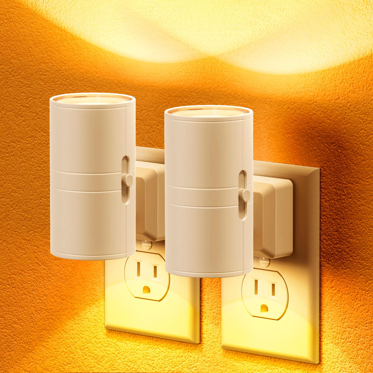 Amber Night Lights Plug into Wall (White)