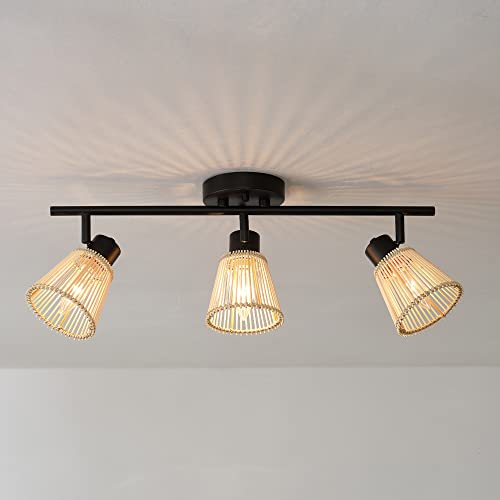 3 Light Track Lighting Kit (Black, Bamboo)