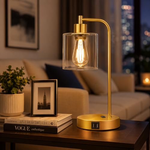 Industrial Touch Control Table Lamps Set of 2 (Gold(2 pack) - Clear Glass - Touch Control)