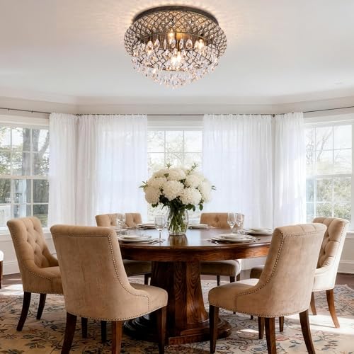 19.5'' Crystal Bronze Chandelier (19.6"Wx11.3"H / Bronze)