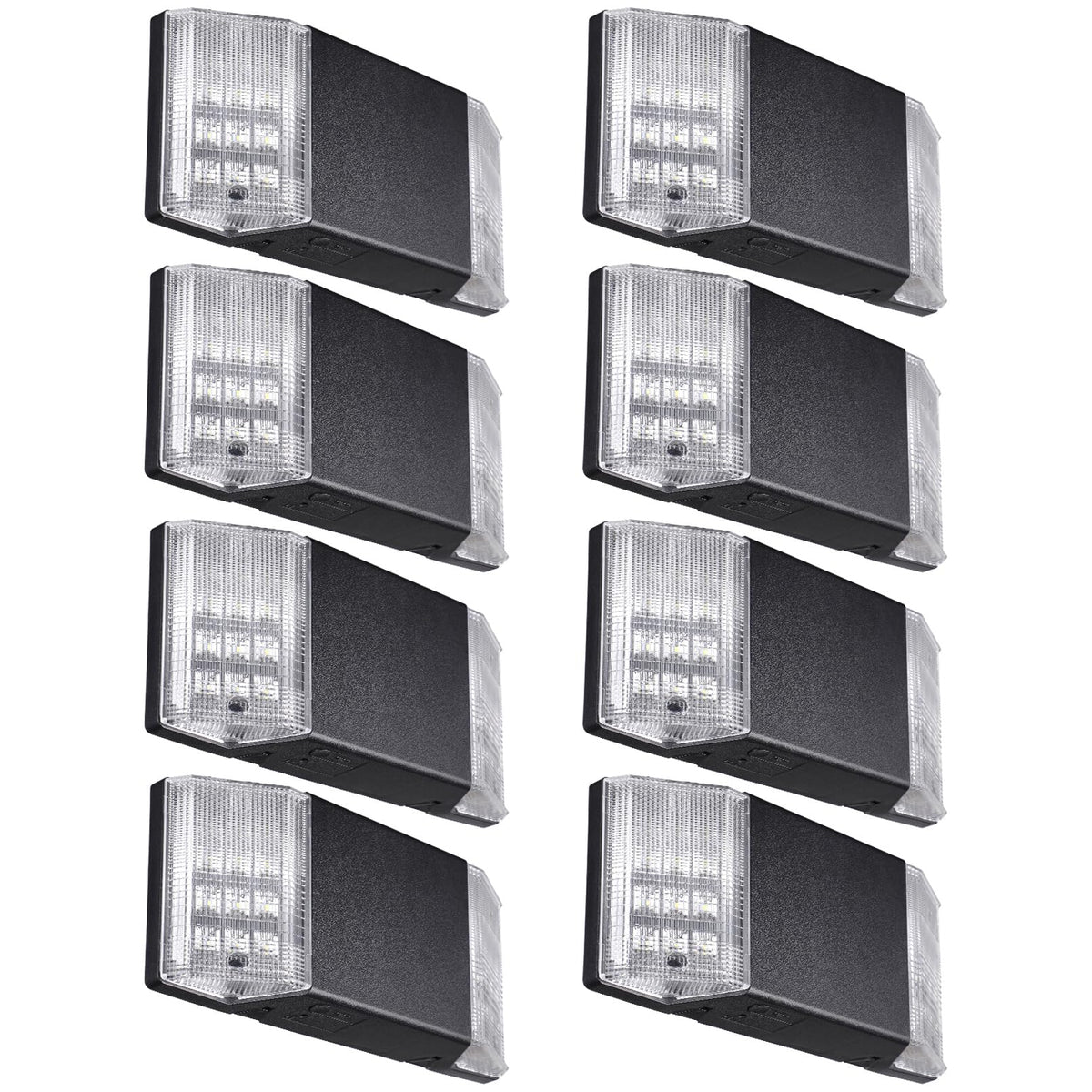 8 Pack LED Emergency Lighting with Battery Backup Black (Black)