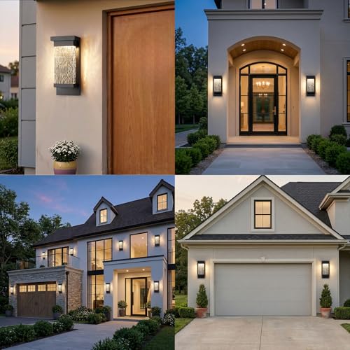 2 Pack LED Outdoor Wall Lights (Classic Style- 2 PACK / Black)