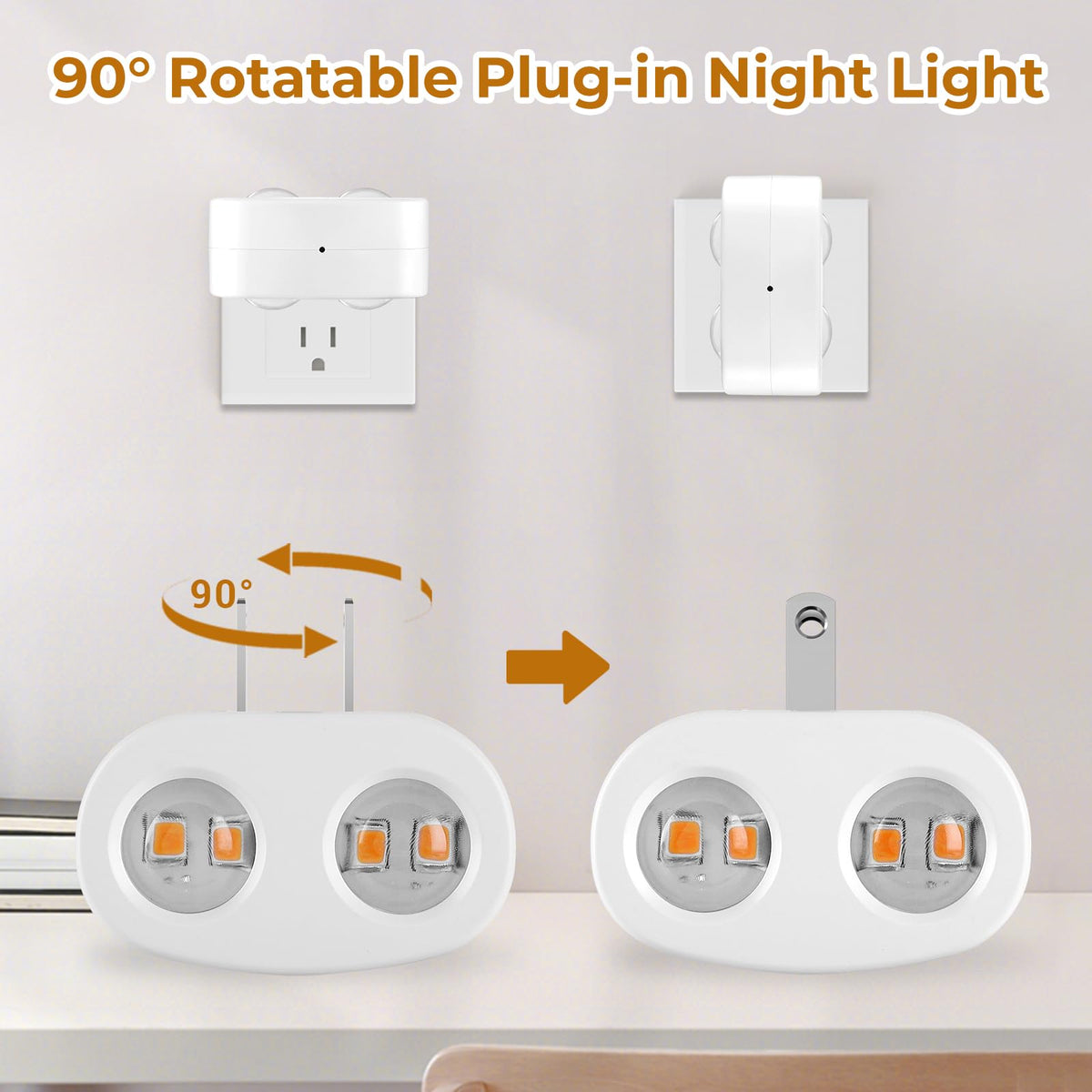 4 Pack LED Night Light Plug into Wall (Soft White)