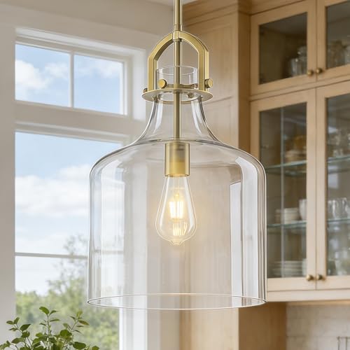 Clear Glass Pendant Light Fixtures with Oversize Glass lmpshade