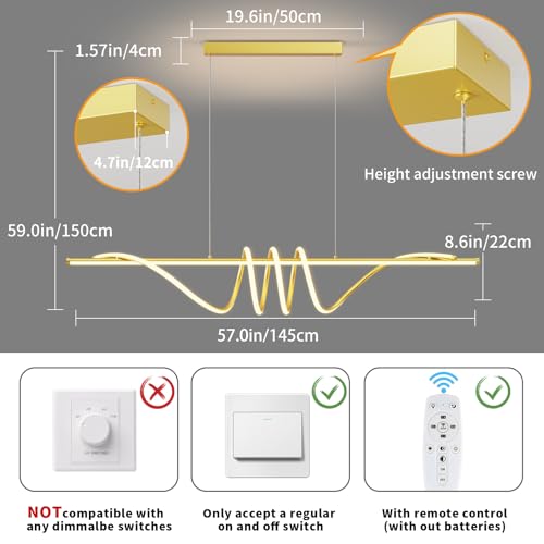 Modern LED Pendant Lights Kitchen Island (A-Gold / 57inch)