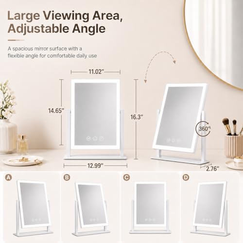 16"x13" Vanity Mirror with Lights (White / 16"L x 13"W)