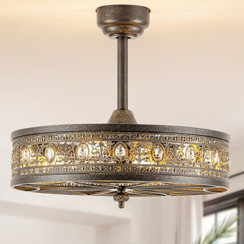 24 Inch Bronze Chandelier Ceiling Fan with Light (Antique Bronze / 24 Inch)