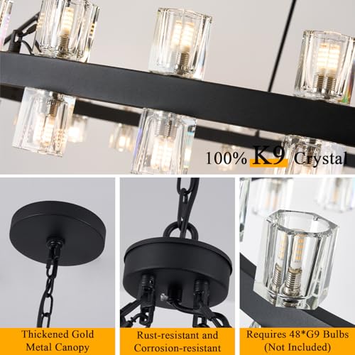 48 Inch Black Wagon Wheel Chandelier with Crystal Shades (Black 48 Inch - A / 48 Inch)
