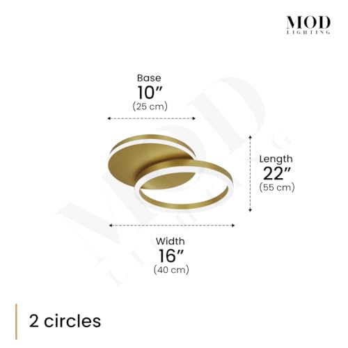 Chloe Flush Mount Ceiling Light (Metallic Gold / 2 Circles / Warm White)