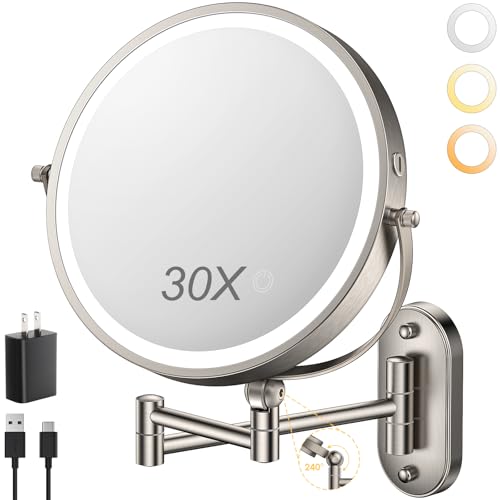 9" Wall Mounted Lighted Makeup Mirror