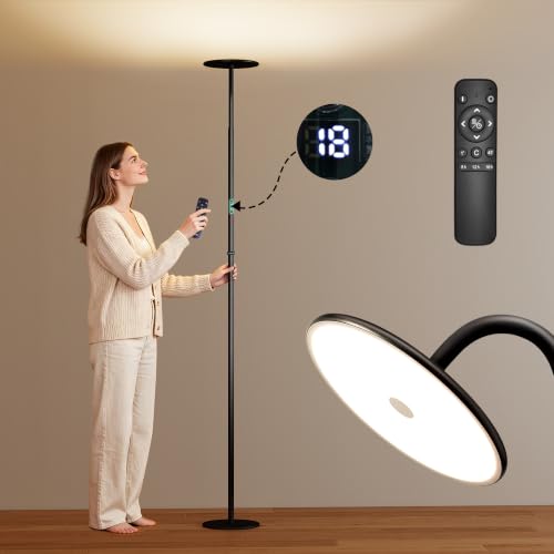 60W Torchiere Floor Lamp (Digital Display, Remote & Touch Control)