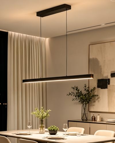 57in Linear Pendant Light Kitchen Island (Black-Liner / 57in)