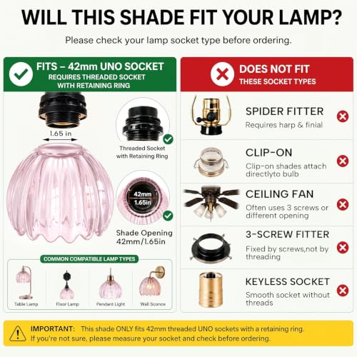 2 Pcs Glass Tulip Lamp Shade (Pink)