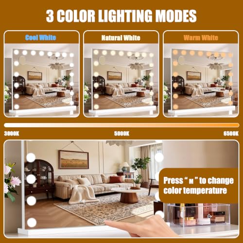 Vanity Mirror with Lights (White / 32"L x 24"W)