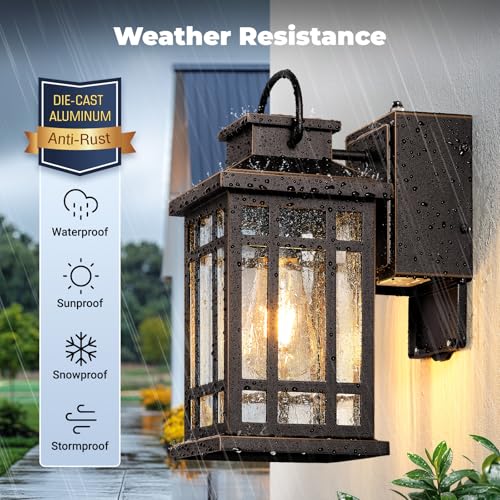 Porch Lights Outdoor with GFCI Outlet (ORB(Gold Trim) / D2D 1-Pack)