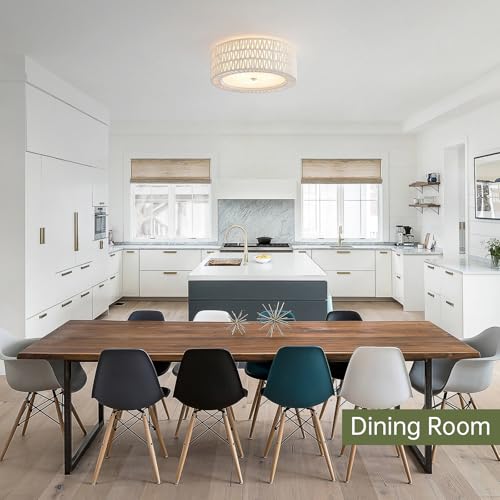 15.7" White Rattan Ceiling Light (White / 15.7")