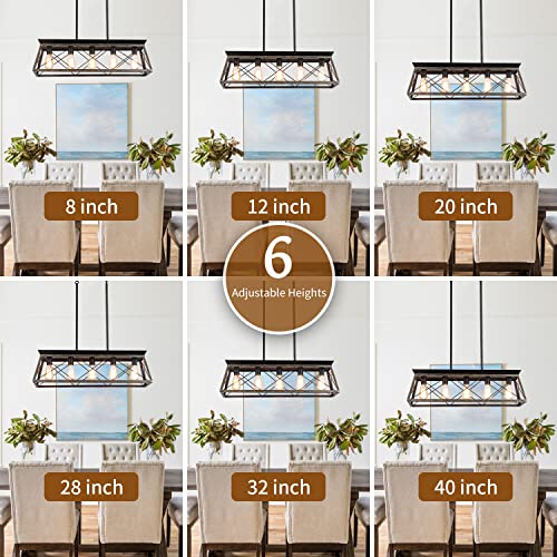 5 Light Pendant Lights Fixture (Rustic Black)