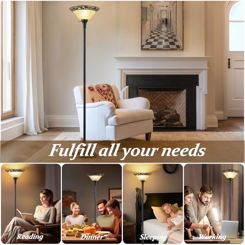 Torchiere Floor Lamps for Living Room (Black,Yellow2)