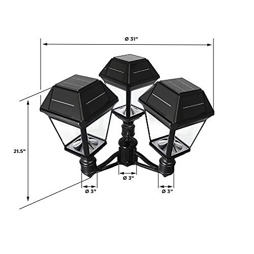 Imperial III Solar Post Light (Triple Lamp)