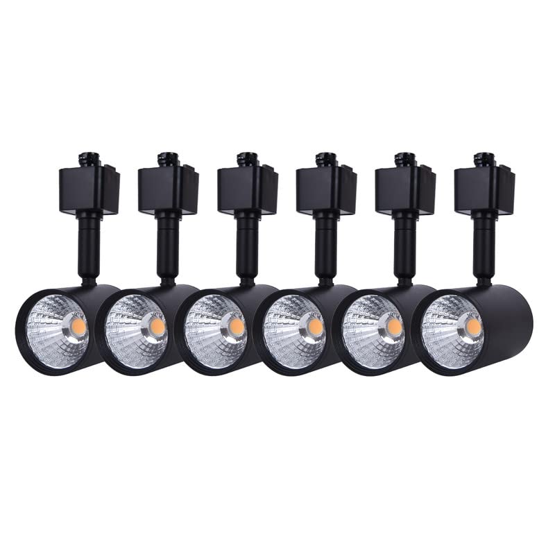 6 Pack H Type LED Track Lighting Heads 6.5W 3000K Warm White Black (3000K Warm White)