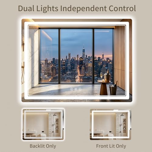 36"x40" LED Bathroom Mirror with Lights (40"L x 36"W)
