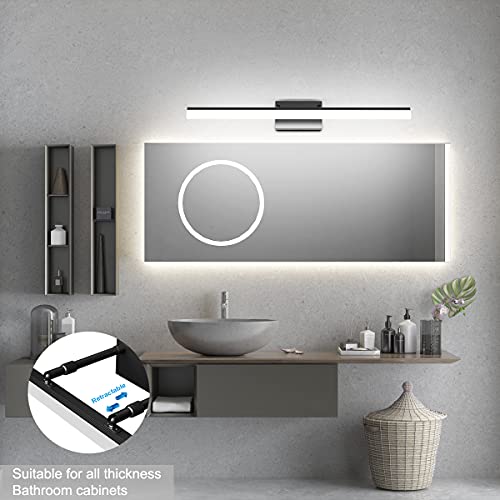 31.5 inch Modern Black Vanity Light Adjustable Bathroom Light Fixtures Over Mirror Rotatable Vanity Lighting 5500K (Black / 31.5 in)