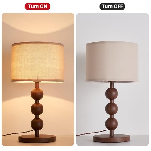 Red Wood Pattern Iron Desk Lamp with Fabric Shade