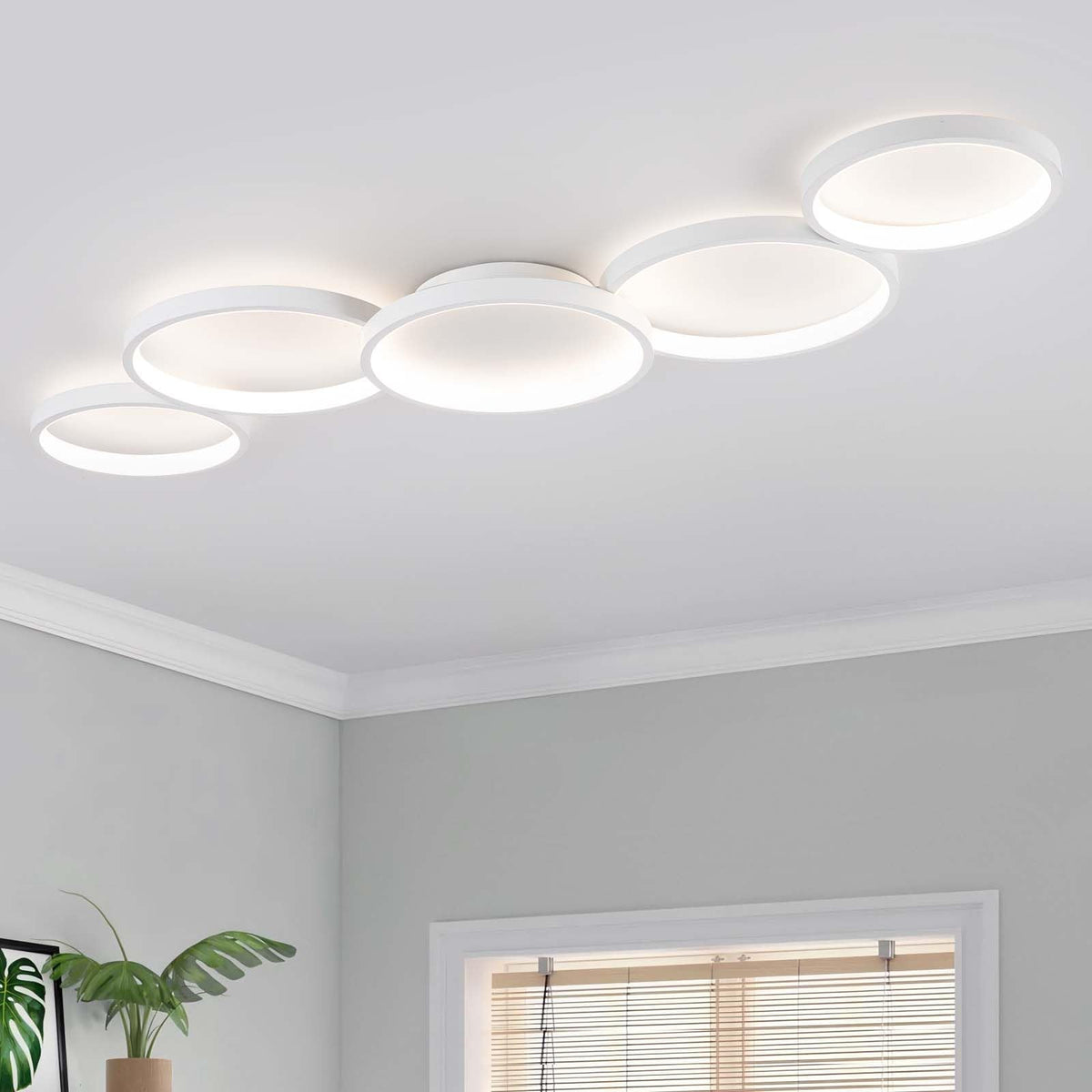 Modern LED Ceiling Light 60W White Hallway Light Fixtures 3000~6000K Aluminum Long Flush Mount LED Ceiling Lamp for Hallway (White,39.37Inch)
